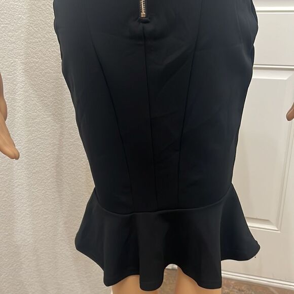 Adora Dress Size Small V Neck Sleeveless Lace Back Gold Zipper Ruffled Midi - Picture 7 of 10